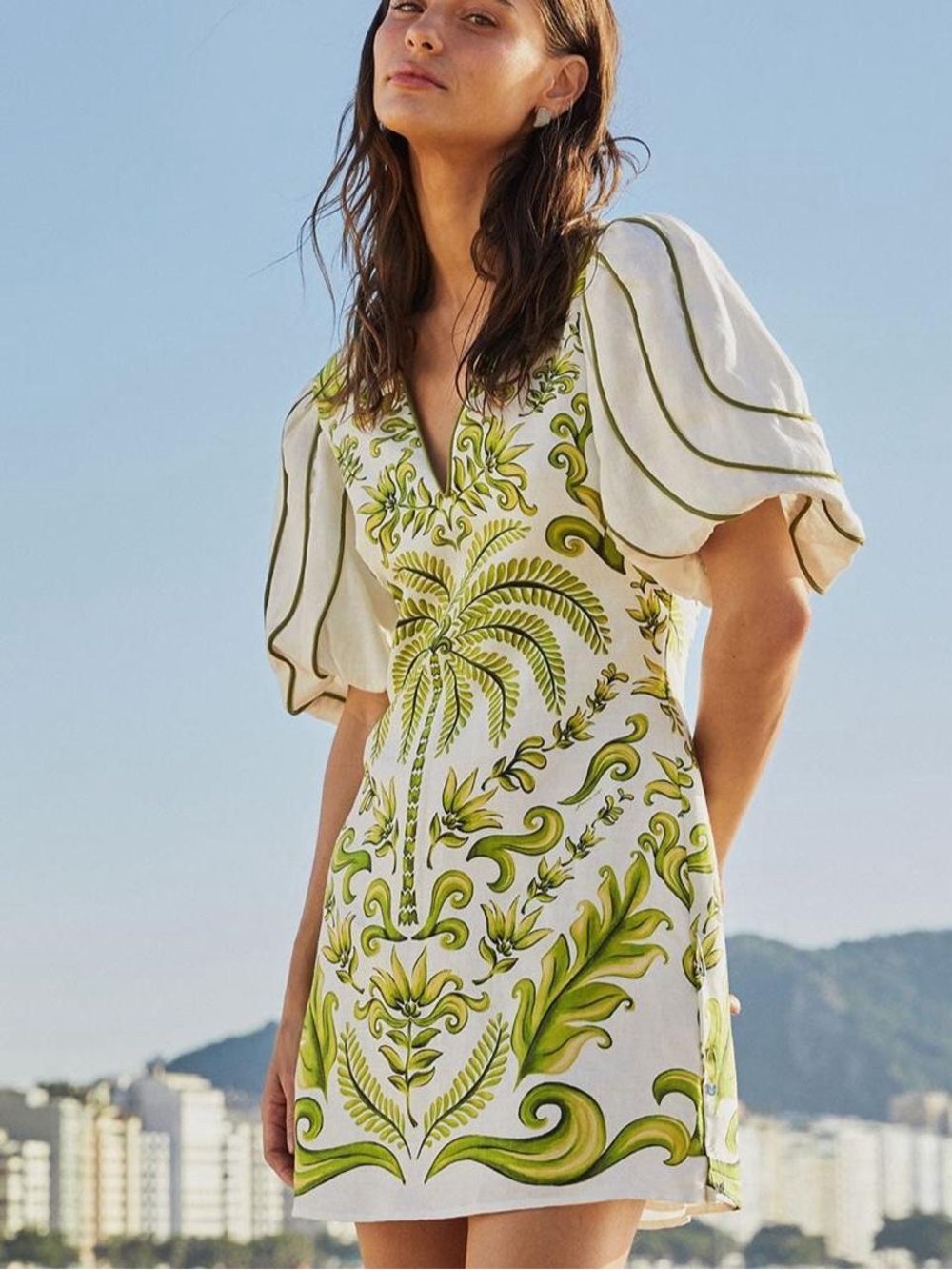 NWOT FARM RIO Milani Off White Linen Mini Dress
